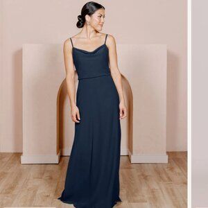 Revelry Skye Chiffon Dress - Navy Blue